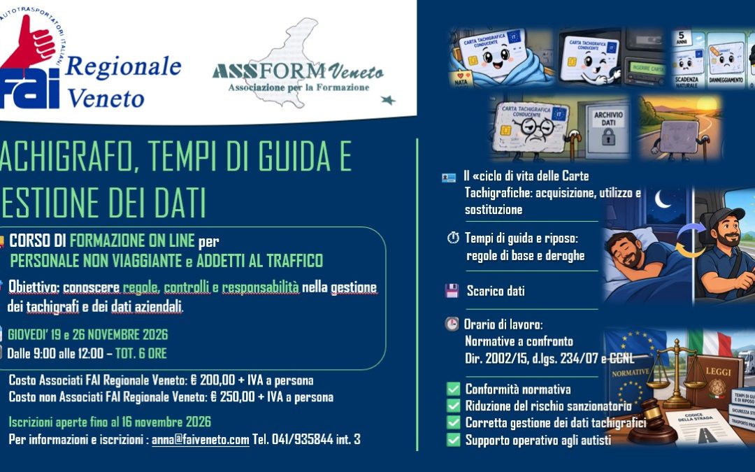 NUOVO CORSO CRONOTACHIGRAFO PER PERSONALE NON VIAGGIANTE